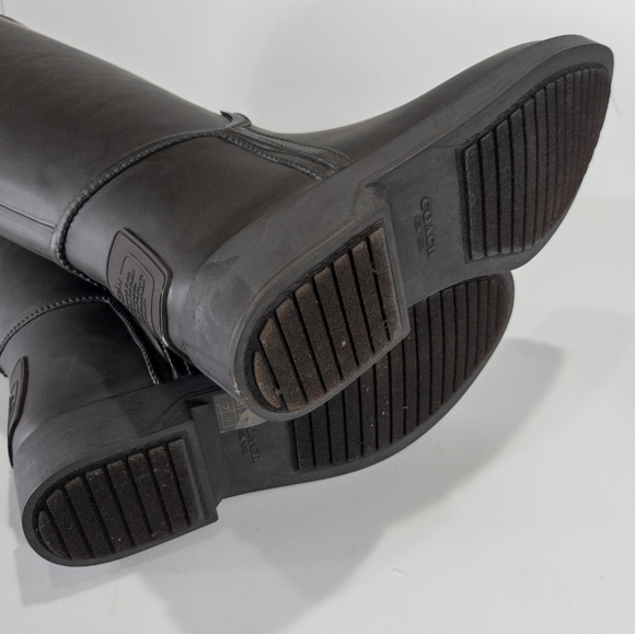 Coach Tristee Matte Rubber Rain Boots Buck Brown -5 - Picture 3 of 5